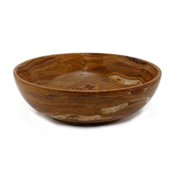 Marble Crafter 12 in. Laurus Bowl, Saffron Brown Onyx BW20-SB